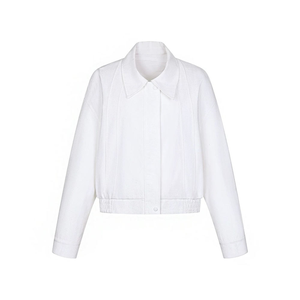Classic White Women's Jacket - Clean Collar Bomber